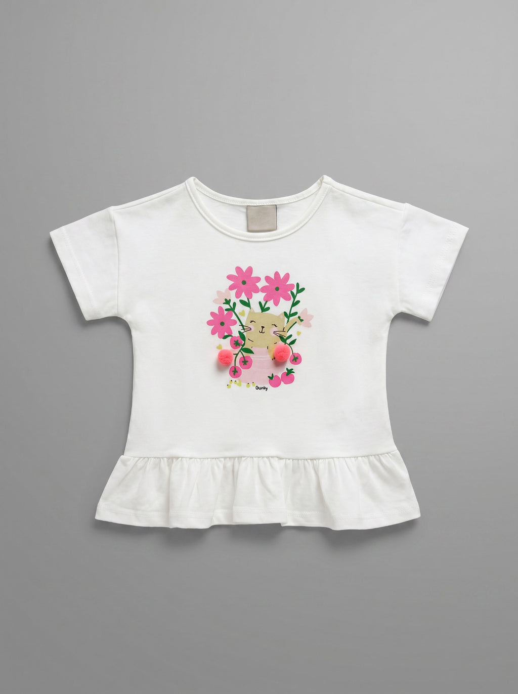 Girls Off-White Short-Sleeve Classic Blouse