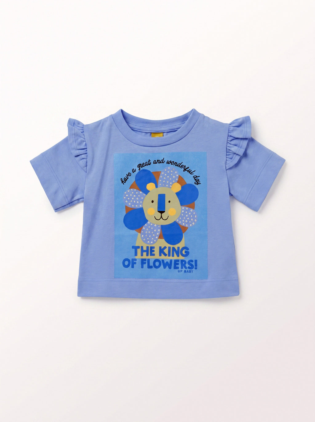 Girls Blue Short-Sleeve Casual Button-Up Blouse