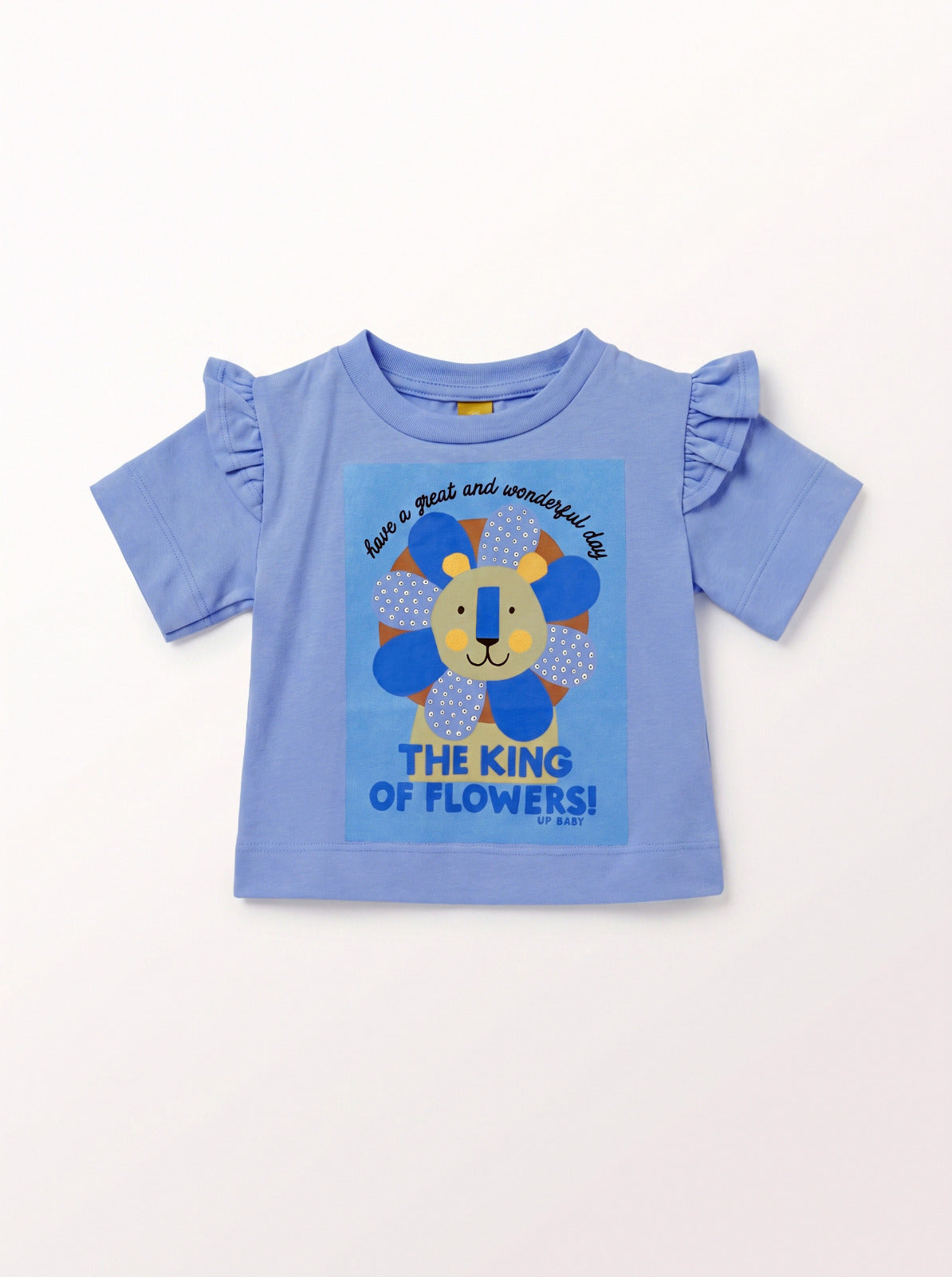 Girls Blue Short-Sleeve Casual Button-Up Blouse