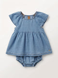 Girls Blue Blouse and Bloomer Shorts Matching Set