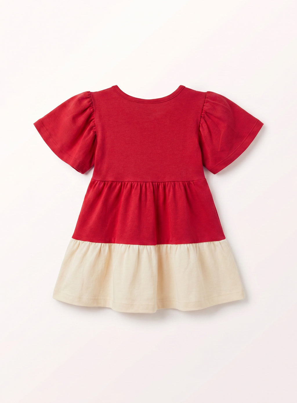 Girls Red Short-Sleeve Bold Casual Dress