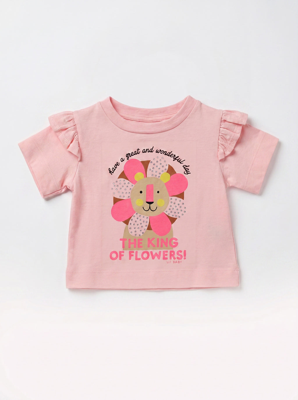 Girls Pink Short-Sleeve Casual Button-Up Blouse