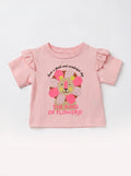 Girls Pink Short-Sleeve Casual Button-Up Blouse