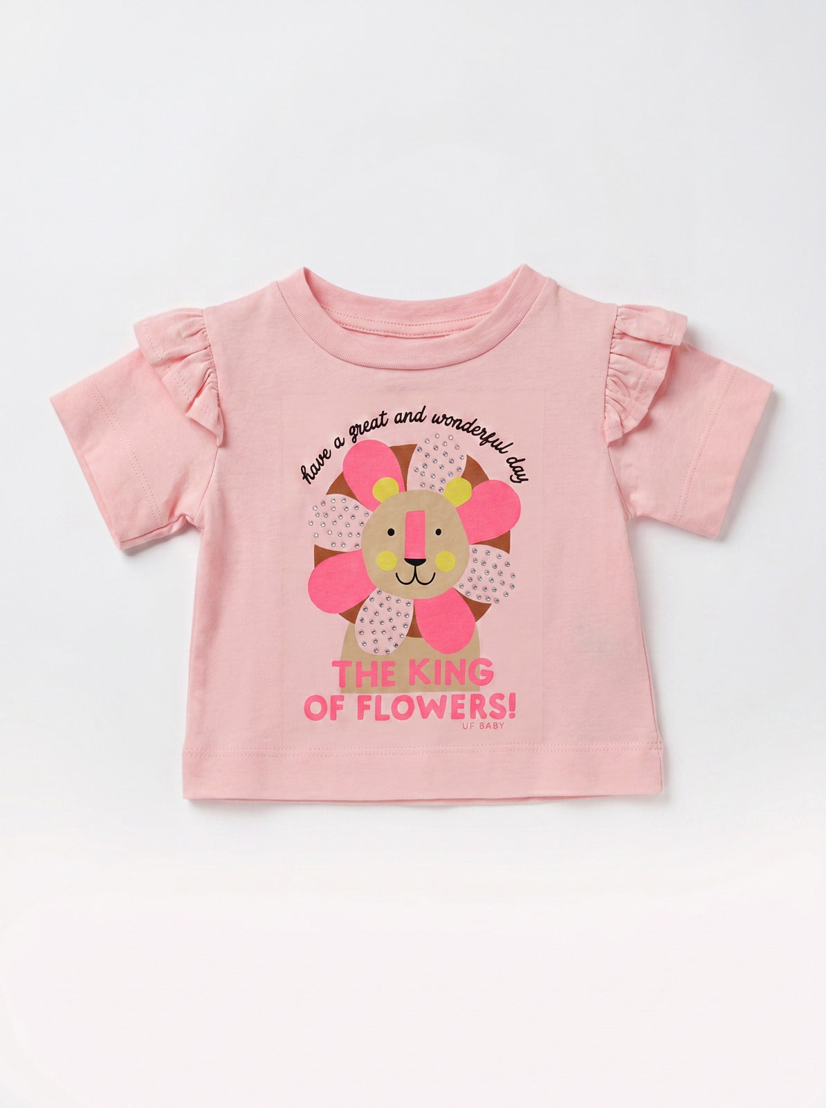 Girls Pink Short-Sleeve Casual Button-Up Blouse