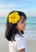 Girls Yellow Hibiscus Flower Hair Clip