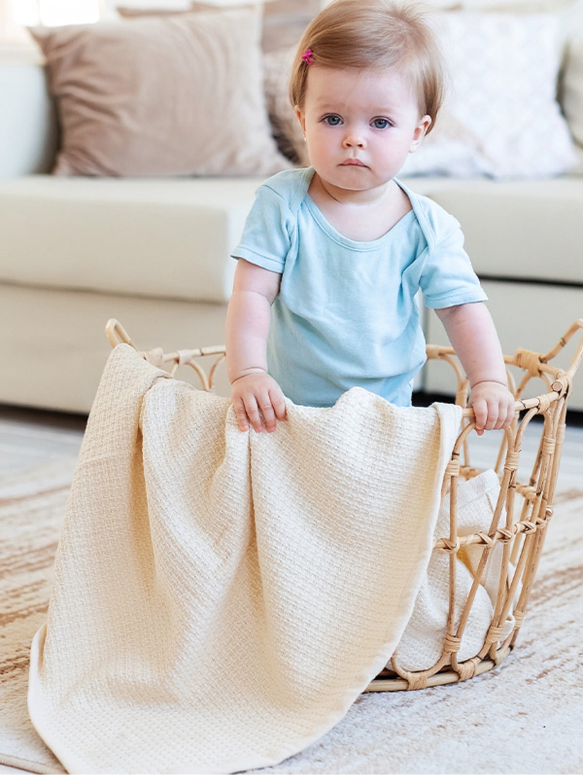 Baby Personalised Name Embroidery Waffle Blanket – Multiple Colours