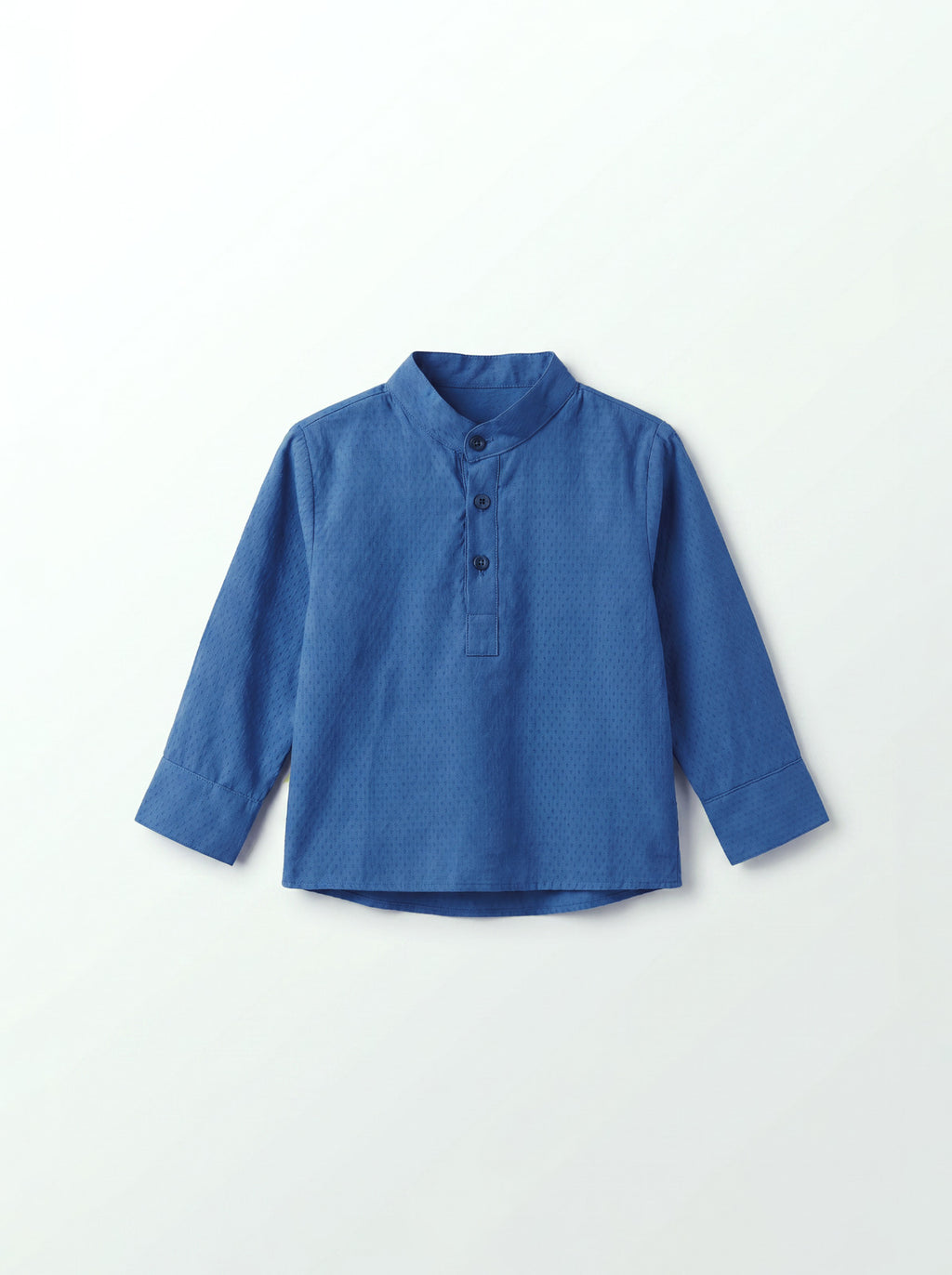 Boys Light Blue Mandarin Collar Shirt