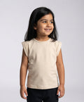 Girls Sand Structured Shoulder Cap Sleeve T-Shirt