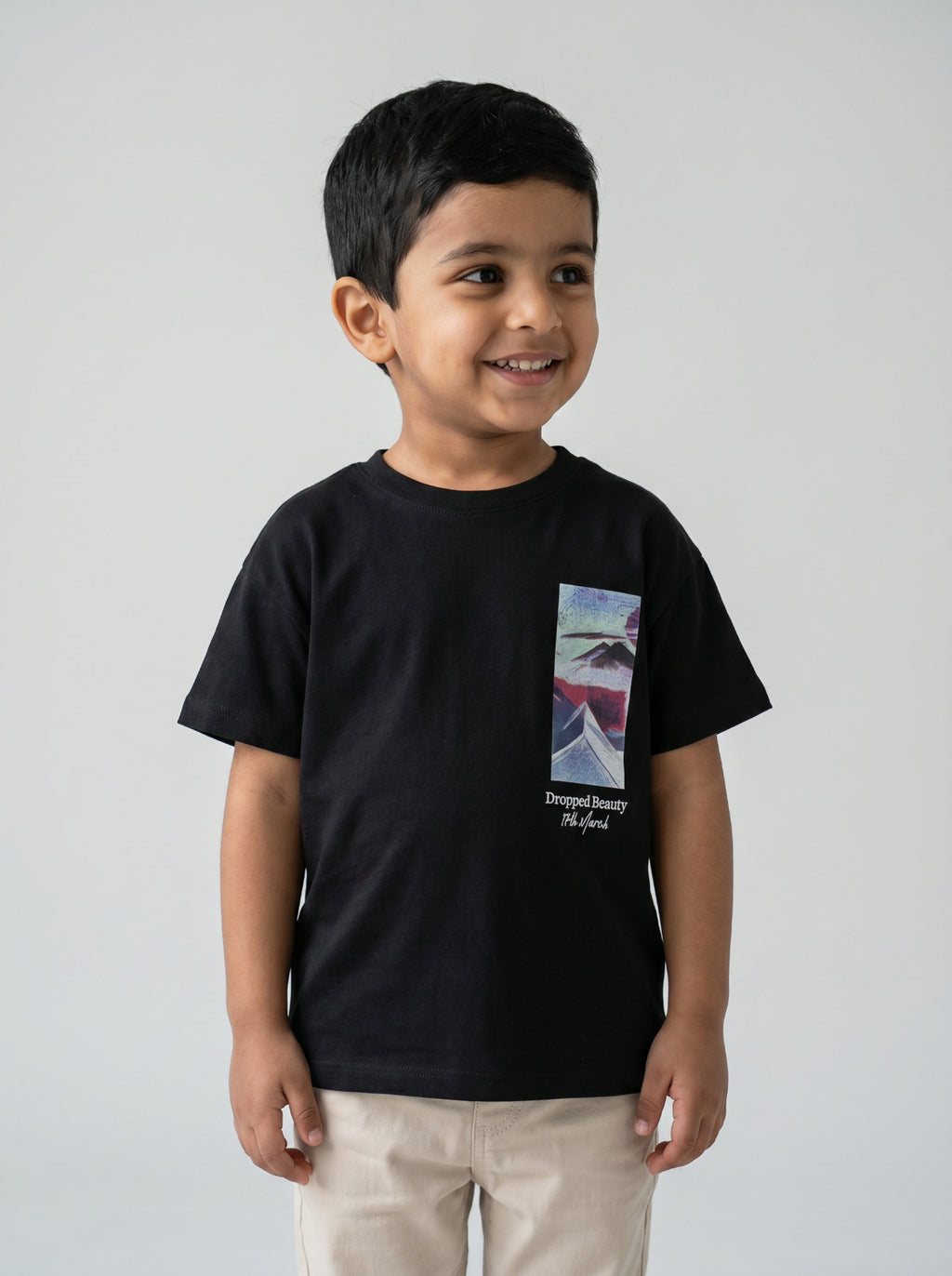 Boys Black Graphic Art T-Shirt