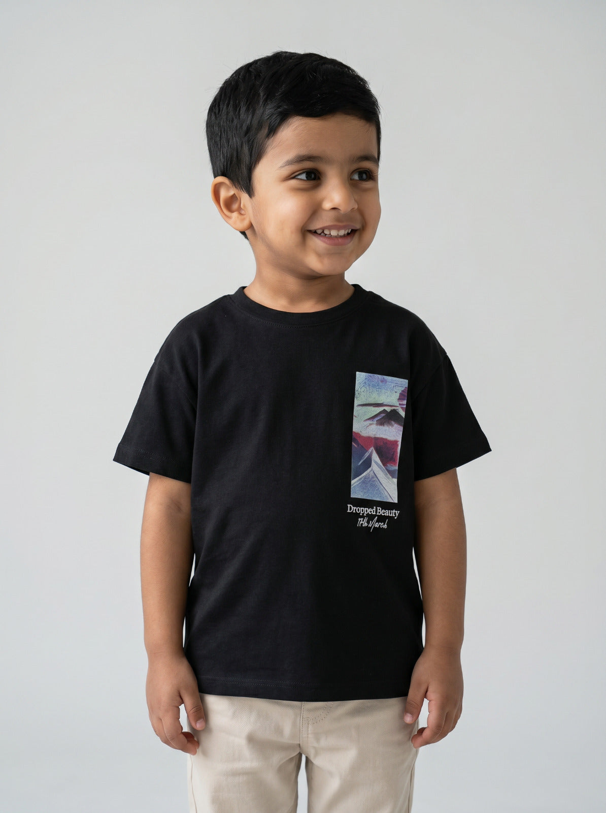 Boys Black Graphic Art T-Shirt