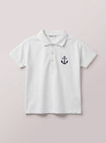 Boys White Anchor Polo Shirt