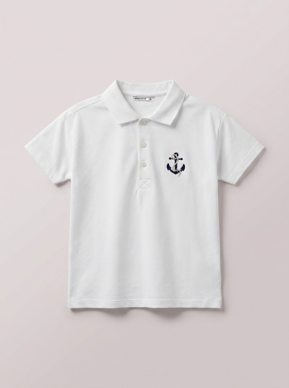 Boys White Anchor Polo Shirt