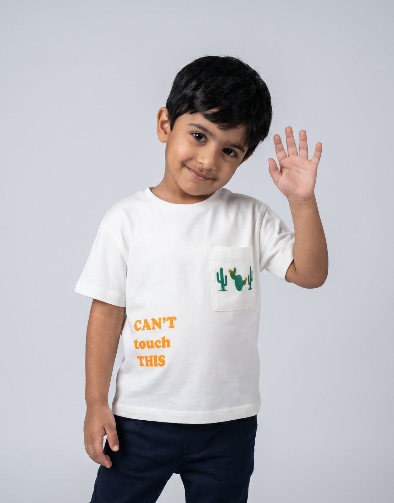 Boys White Cactus Slogan T-Shirt