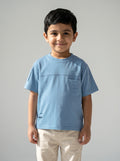 Boys Blue Distressed Pocket T-Shirt