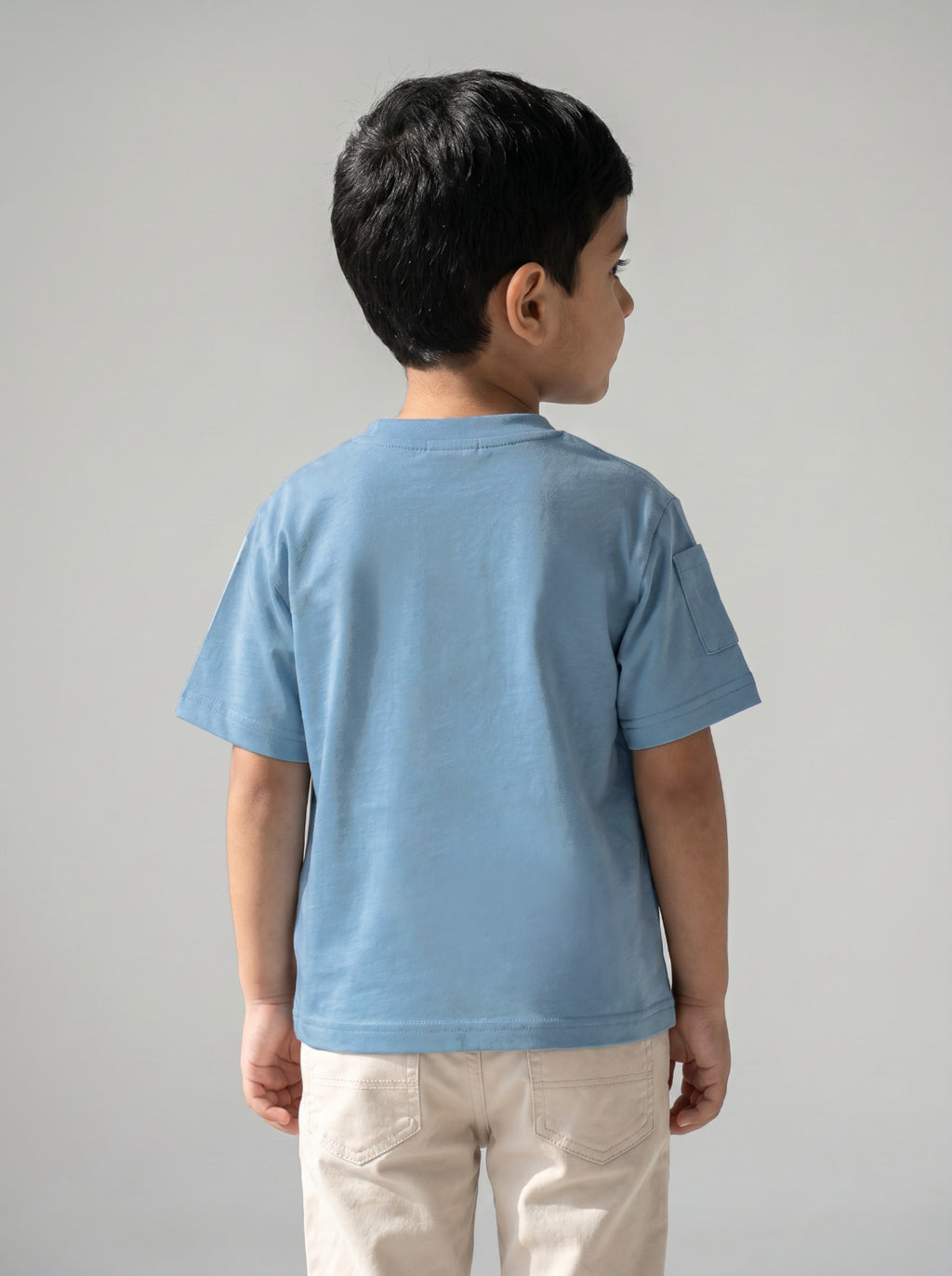 Boys Blue Distressed Pocket T-Shirt