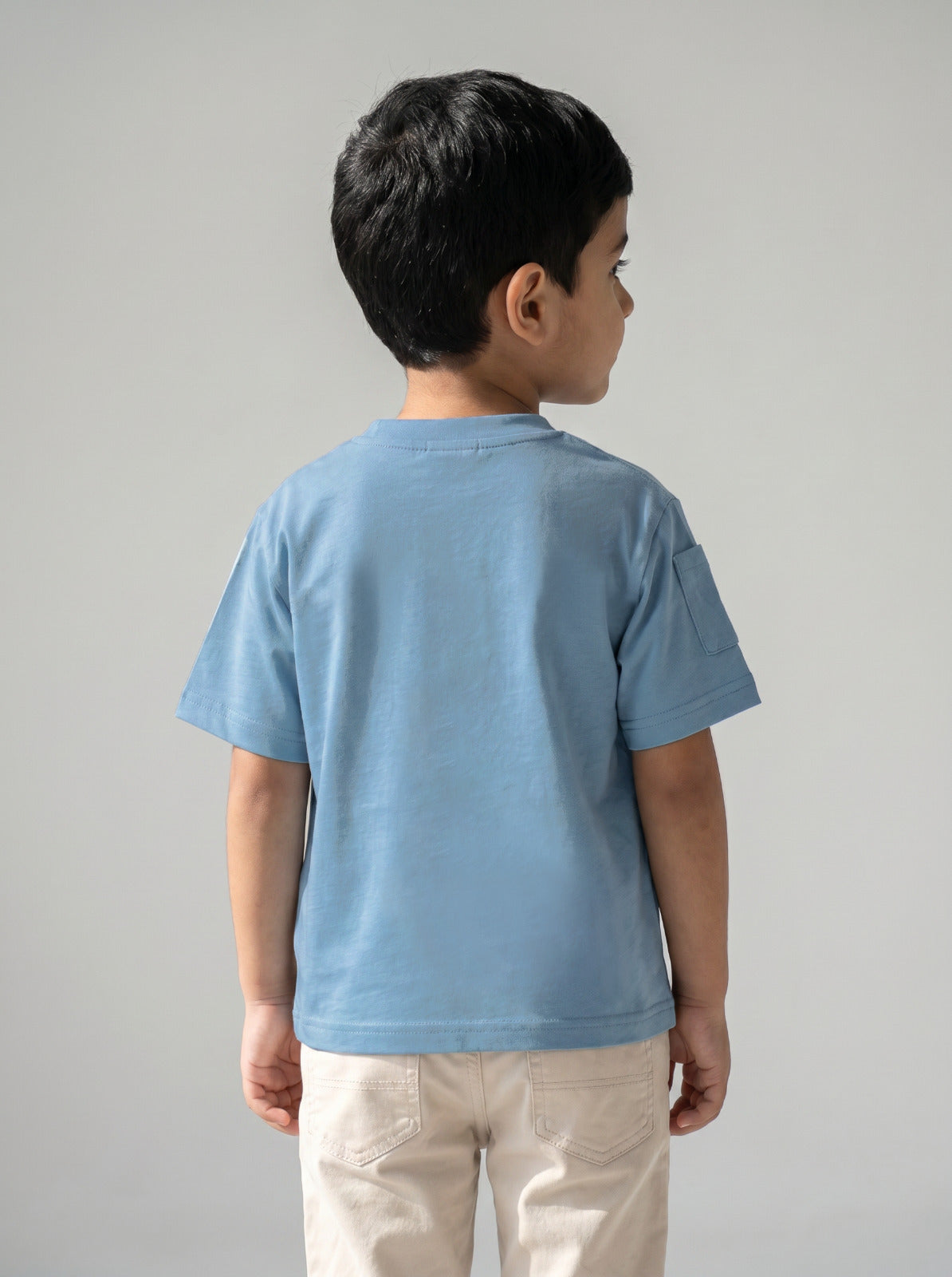 Boys Blue Distressed Pocket T-Shirt