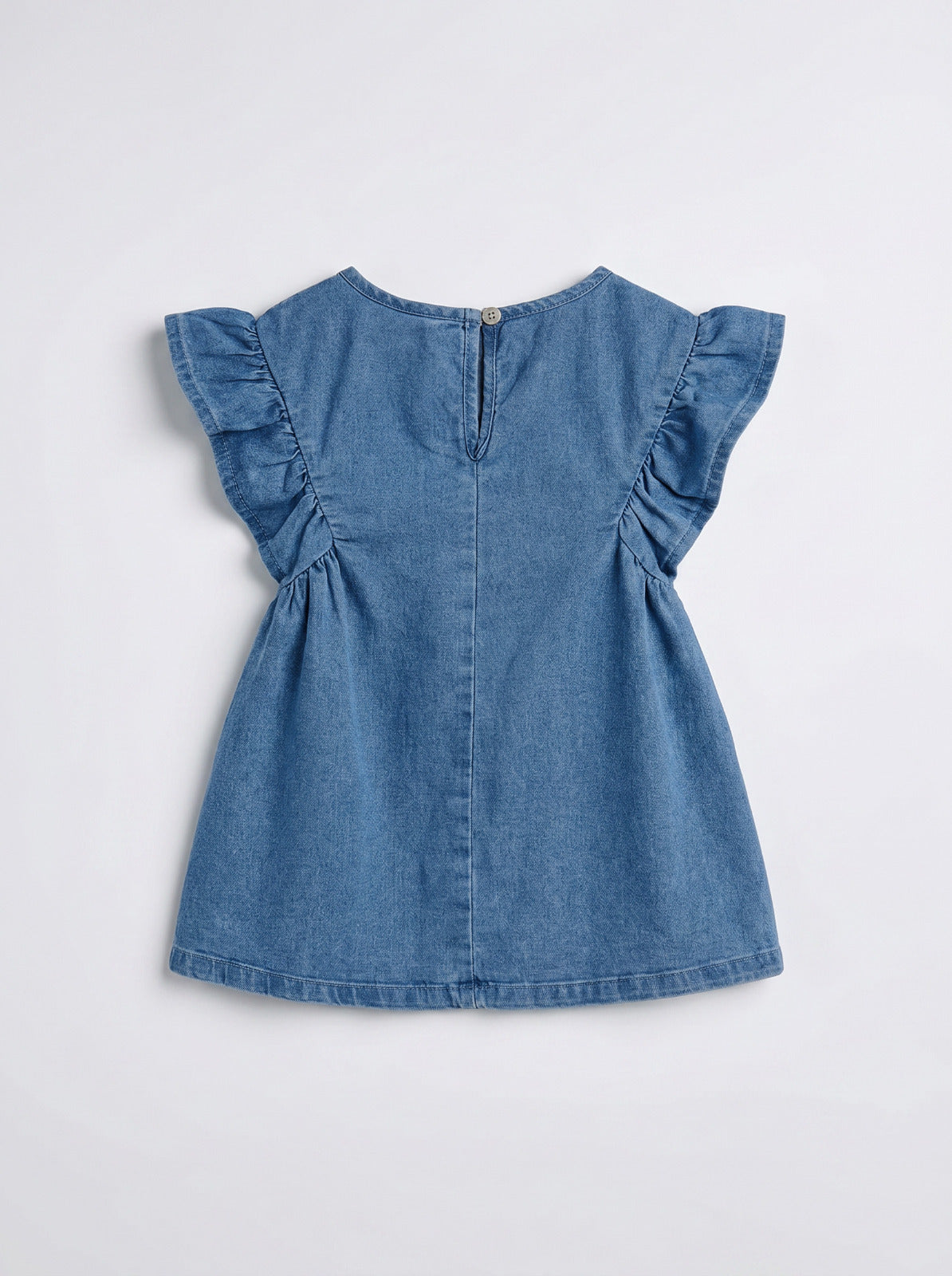 Girls Light Blue Short-Sleeve Relaxed Casual Dress