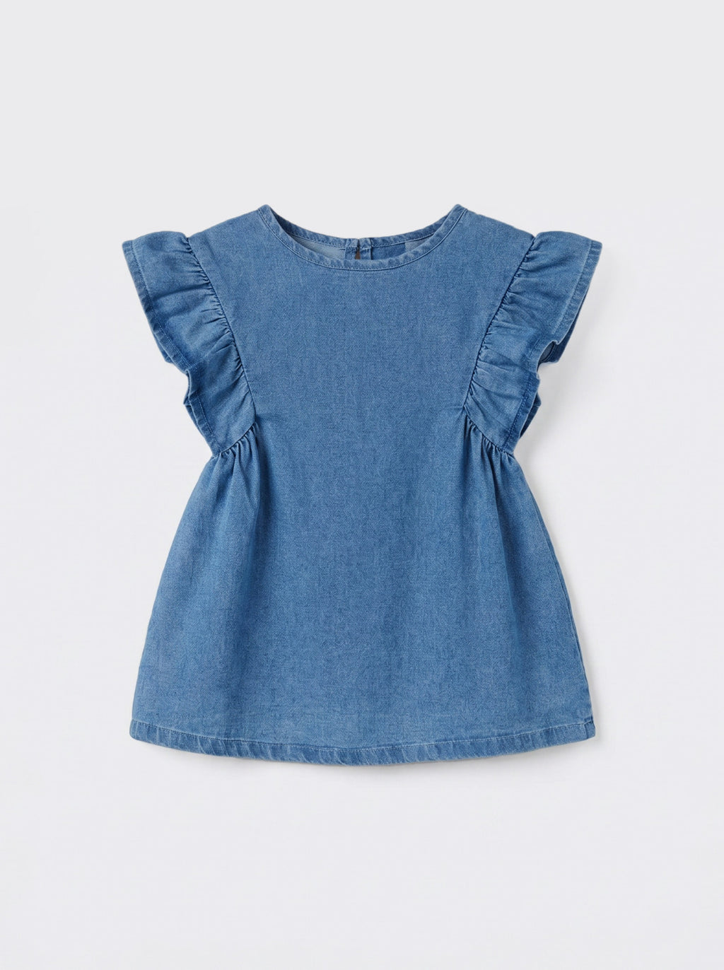 Girls Light Blue Short-Sleeve Relaxed Casual Dress