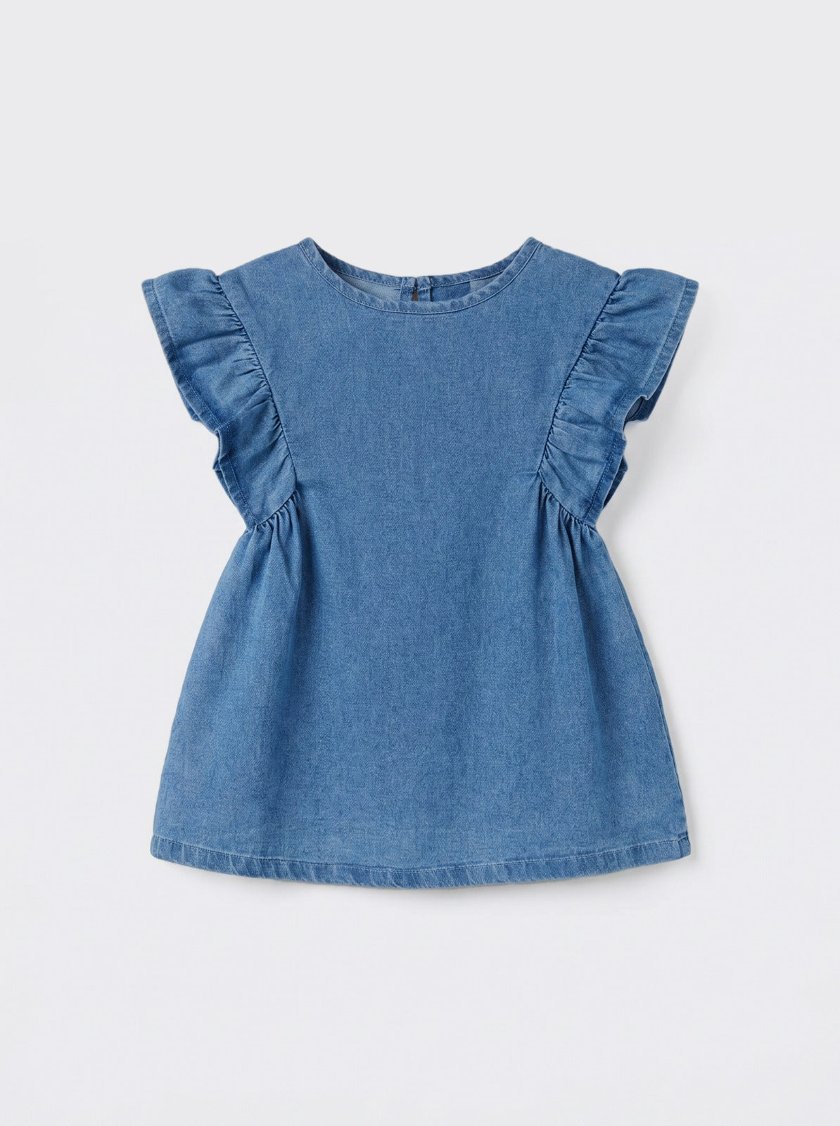 Girls Light Blue Short-Sleeve Relaxed Casual Dress