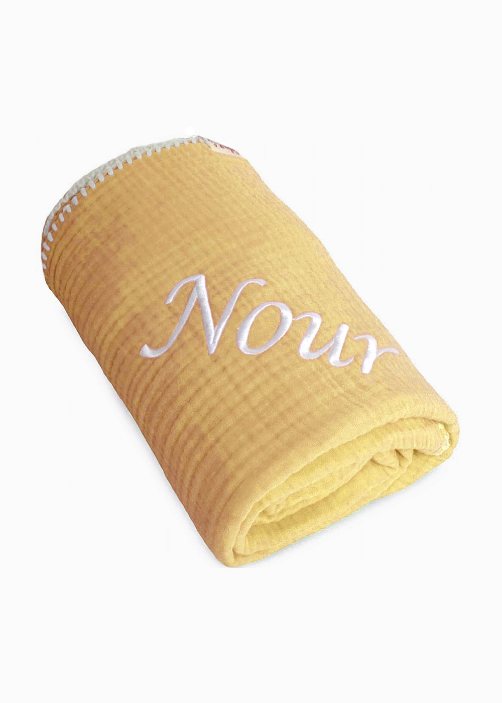 Baby Personalised Name Embroidery Waffle Blanket – Multiple Colours
