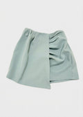 Girls Mint Green Asymmetric Ruched-Side Wrap Mini Skirt