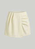 Girls Ivory Asymmetric Ruched-Side Wrap Mini Skirt