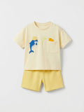Baby Girl Yellow Dolphin Print T-Shirt & Shorts Set